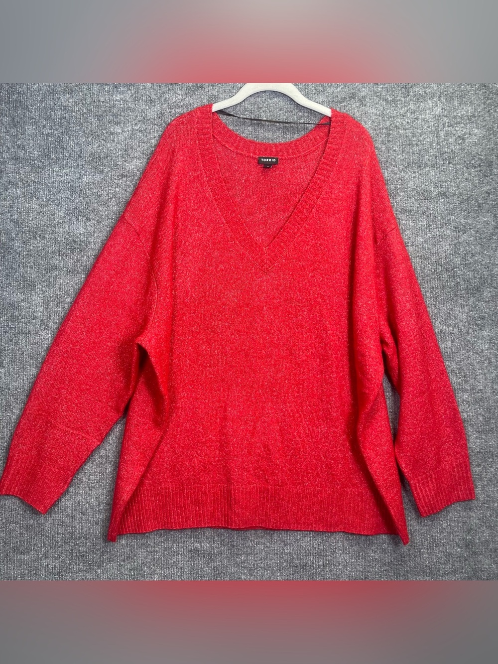 Torrid 3 Womens 3X Red VNeck Soft Knit Vegan Cashmere Casual Sweater